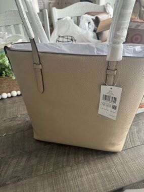 kate spade Pebbled Leather Tote in Cream